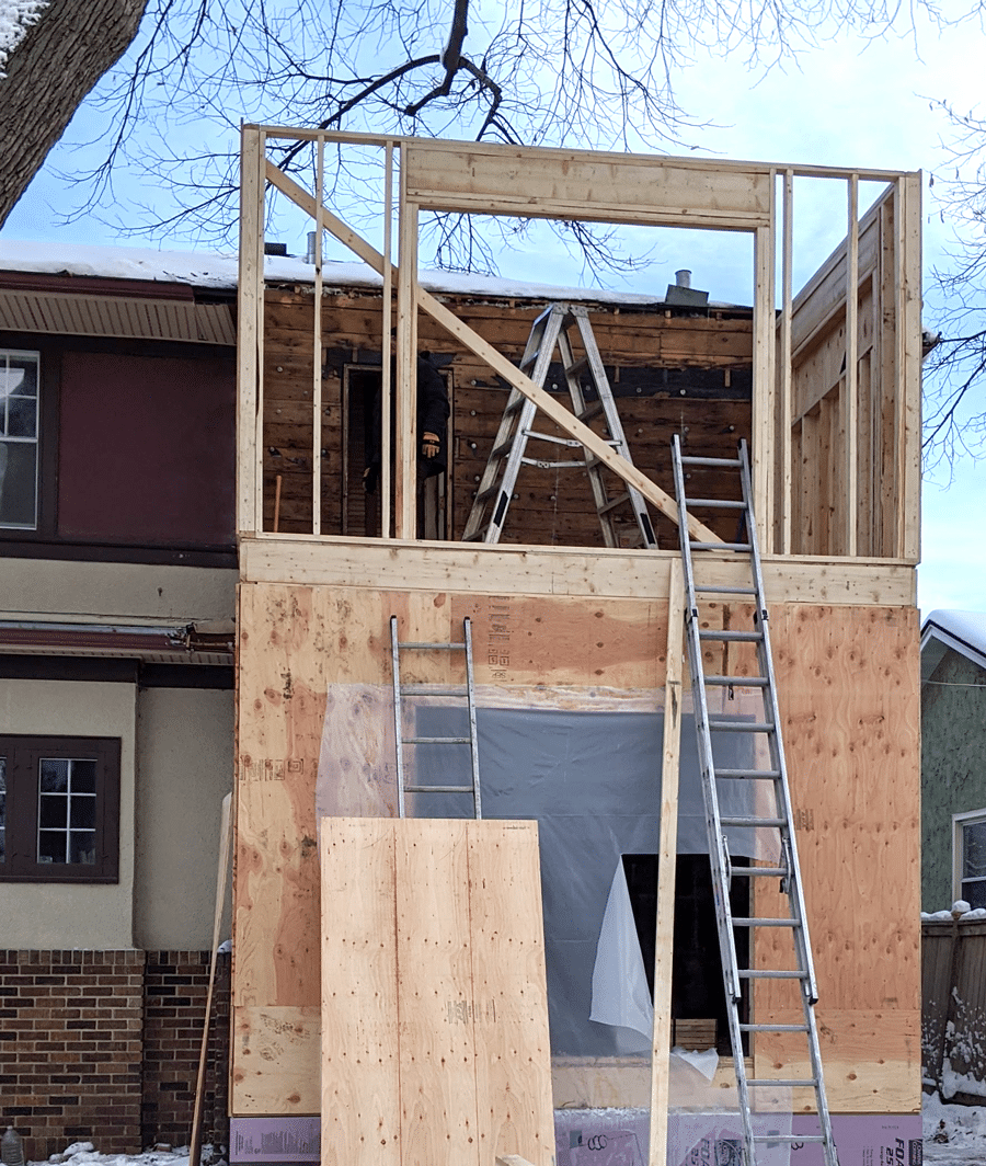 Room addition framing construction